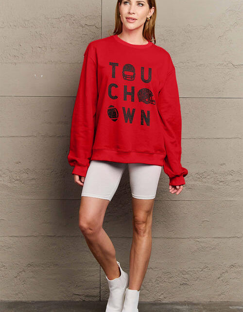 Load image into Gallery viewer, Simply Love Full Size TOUCHDOWN Long Sleeve Sweatshirt
