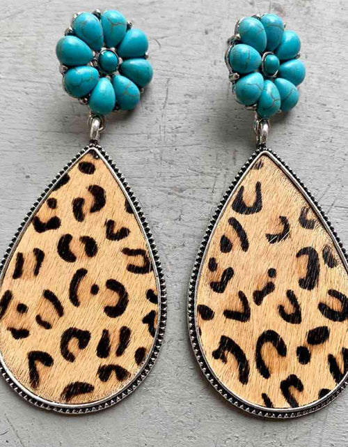 Load image into Gallery viewer, Turquoise Flower Teardrop Earrings
