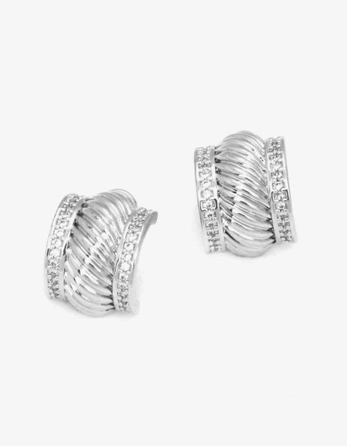 Load image into Gallery viewer, Textured Polished C-Hoop Earrings
