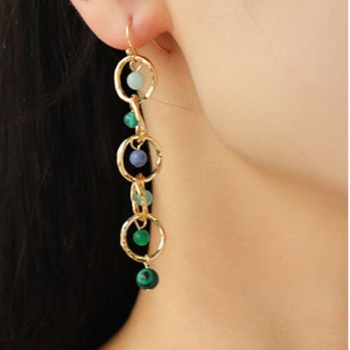 Load image into Gallery viewer, Beaded Alloy Dangle Earrings
