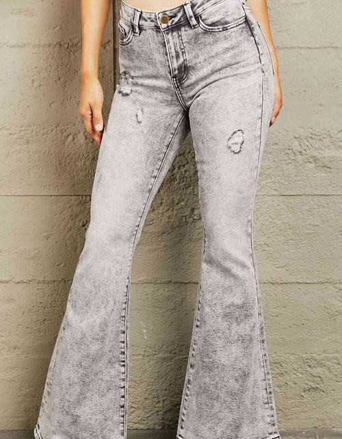 Load image into Gallery viewer, BAYEAS High Waisted Acid Wash Flare Jeans
