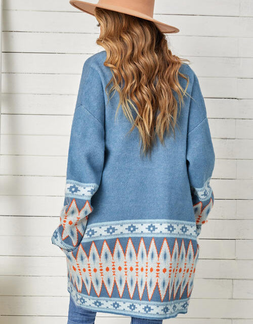 Load image into Gallery viewer, Geometric Open Front Long Sleeve Cardigan
