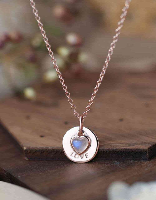 Load image into Gallery viewer, Moonstone LOVE Heart Pendant 925 Sterling Silver Necklace
