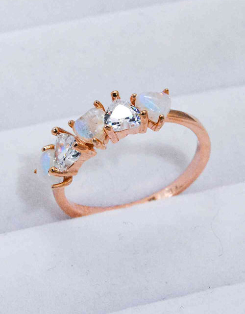 Load image into Gallery viewer, Moonstone and Zircon Heart Ring
