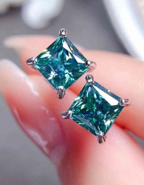 Load image into Gallery viewer, 2 Carat Square Moissanite Four-Prong Earrings
