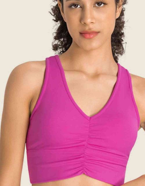 Load image into Gallery viewer, Gathered Detail Halter Neck Sports Bra
