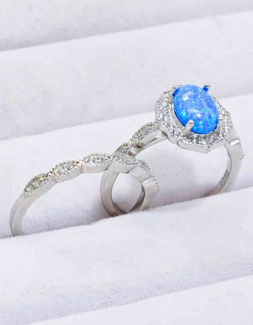 Load image into Gallery viewer, 2-Piece 925 Sterling Silver Opal Ring Set
