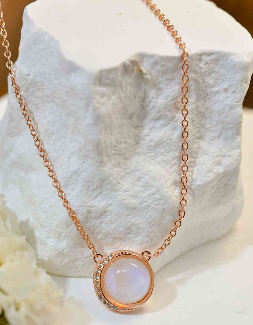 Load image into Gallery viewer, High Quality Natural Moonstone 18K Rose Gold-Plated 925 Sterling Silver Necklace
