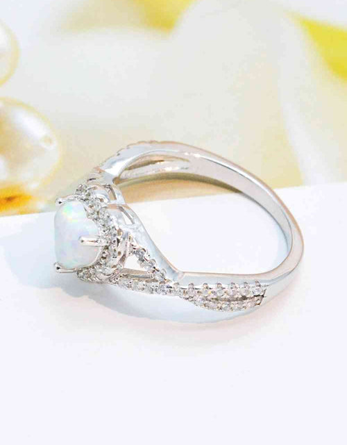 Load image into Gallery viewer, 925 Sterling Silver Heart Opal Crisscross Ring
