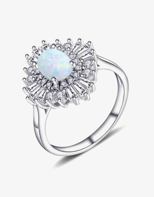 Load image into Gallery viewer, Modern 925 Sterling Silver Opal Halo Ring
