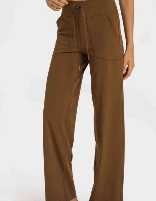 Load image into Gallery viewer, Drawstring Waist Wide Leg Sports Pants with Pockets
