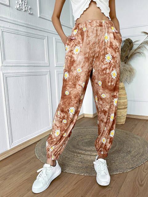 Load image into Gallery viewer, Floral Print  High Waist Jogger Pants
