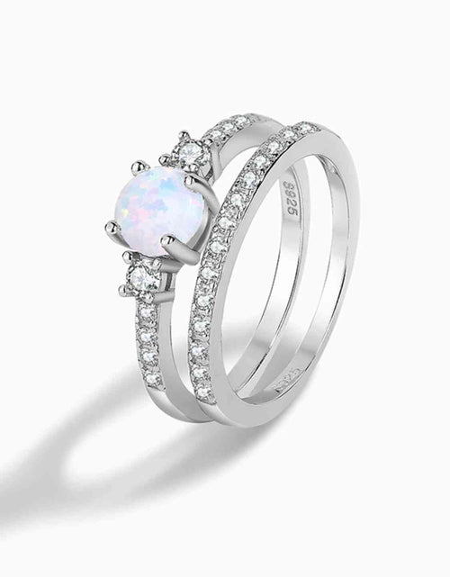 Load image into Gallery viewer, 925 Sterling Silver Opal Split Shank Ring
