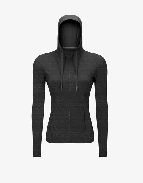 Load image into Gallery viewer, Drawstring Detail Zip Up Sports Jacket with Pockets
