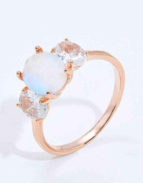 Load image into Gallery viewer, Natural Moonstone and Zircon Ring
