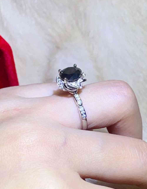 Load image into Gallery viewer, 2 Carat Black Moissanite Floral Ring
