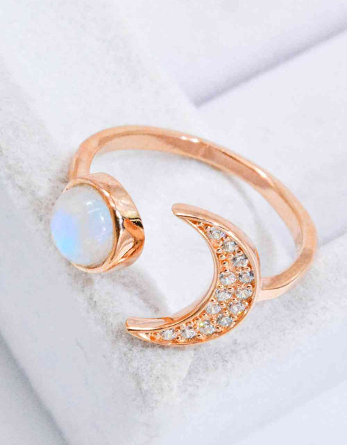 Load image into Gallery viewer, Natural Moonstone and Zircon Sun &amp; Moon Open Ring
