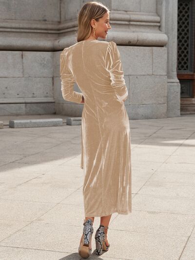 Load image into Gallery viewer, Surplice Puff Sleeve Midi Dress
