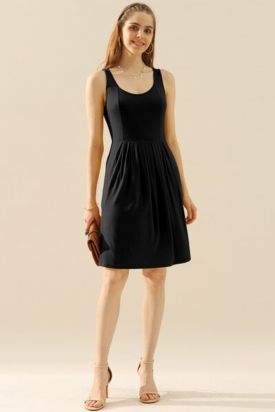 Load image into Gallery viewer, Doublju Full Size Round Neck Ruched Sleeveless Dress with Pockets
