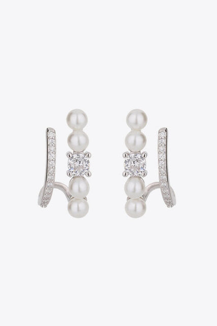 Load image into Gallery viewer, Synthetic Pearl 925 Sterling Silver Earrings
