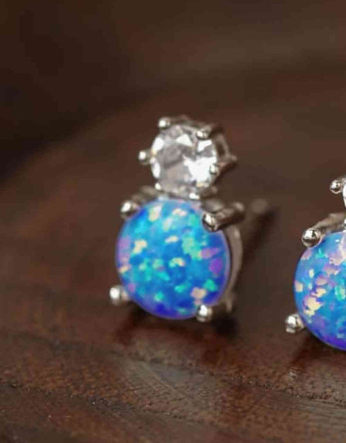 Load image into Gallery viewer, 4-Prong Opal Stud Earrings
