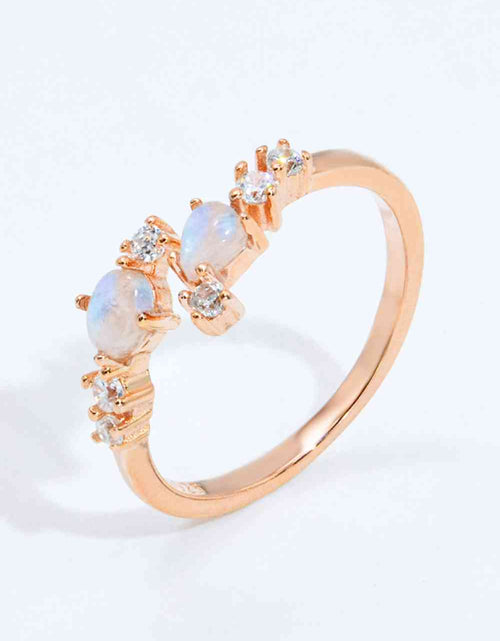 Load image into Gallery viewer, Natural Moonstone and Zircon Open Ring
