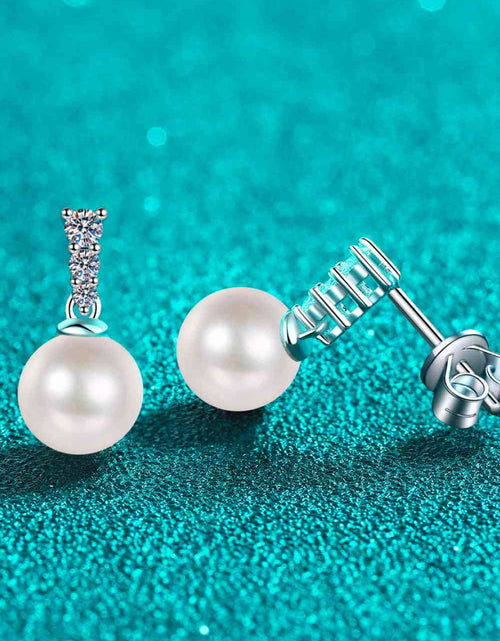 Load image into Gallery viewer, Moissanite Pearl Drop Earrings
