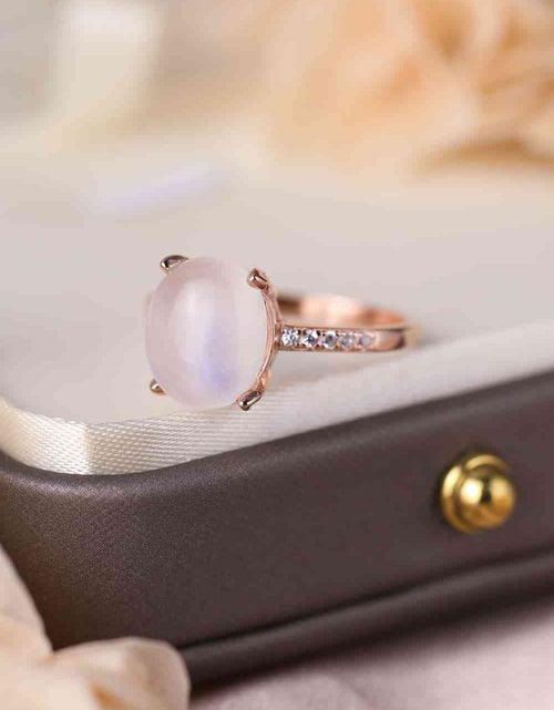 Load image into Gallery viewer, High Quality Natural Moonstone 925 Sterling Silver Side Stone Ring
