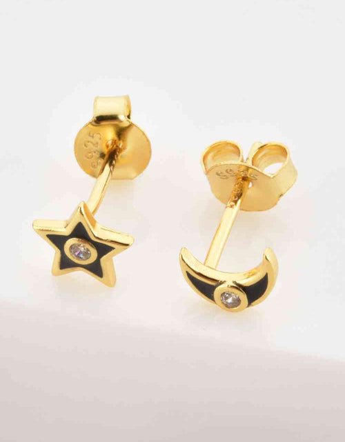 Load image into Gallery viewer, Star and Moon Zircon Mismatched Earrings
