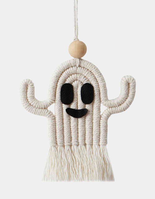 Load image into Gallery viewer, Wood Bead Fringe Ghost Shape Macrame Key Chain
