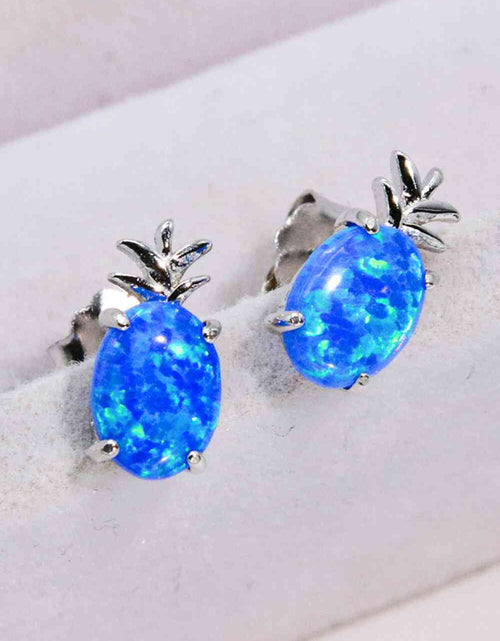 Load image into Gallery viewer, Opal Pineapple Platinum-Plated Earrings
