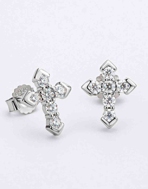 Load image into Gallery viewer, Moissanite Cross Stud Earrings
