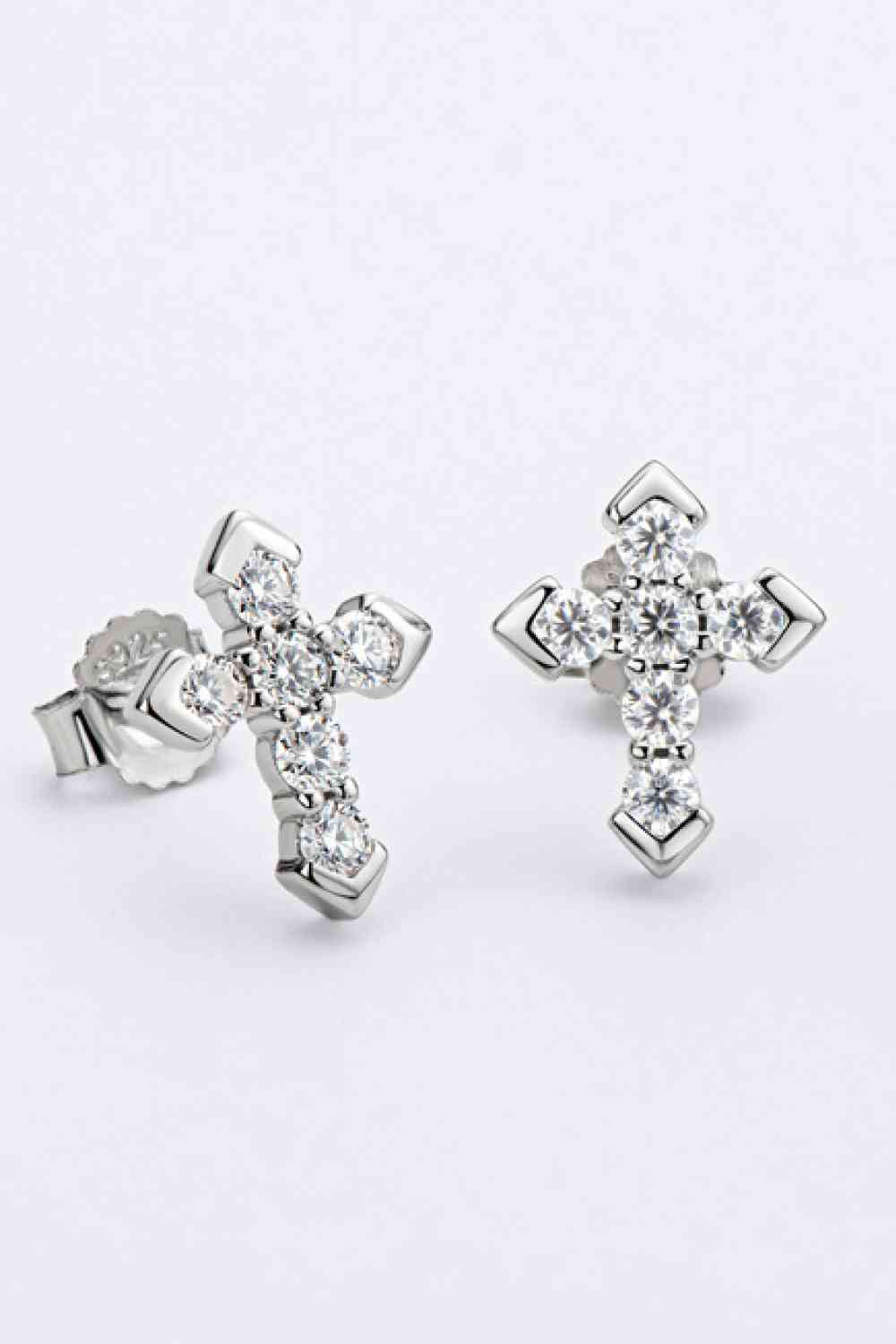 Moissanite Cross Stud Earrings