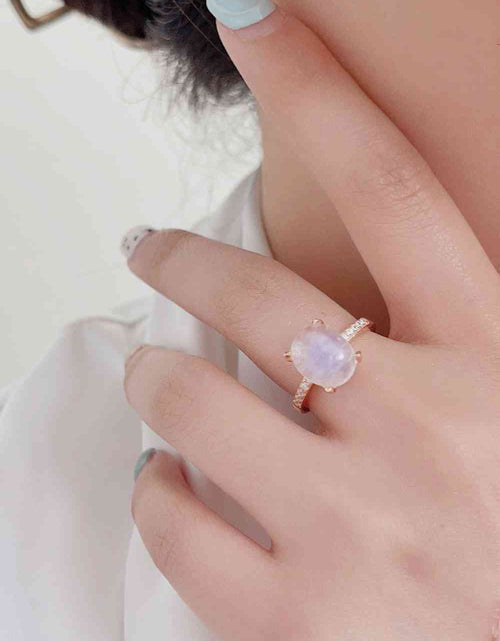 Load image into Gallery viewer, High Quality Natural Moonstone 925 Sterling Silver Side Stone Ring
