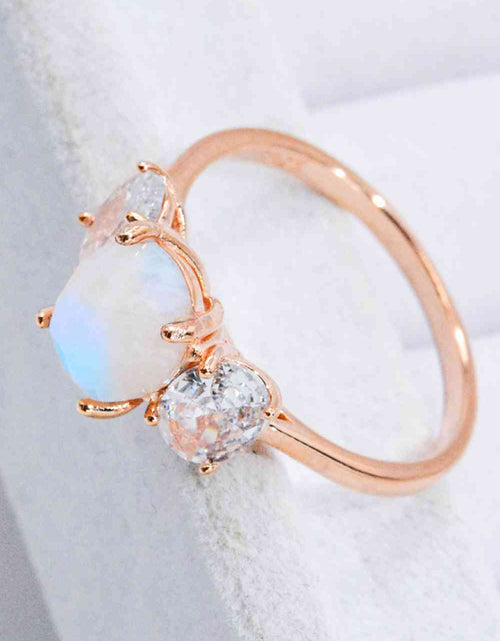 Load image into Gallery viewer, Natural Moonstone and Zircon Ring
