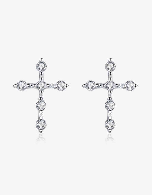 Load image into Gallery viewer, Zircon Cross 925 Sterling Silver Earrings
