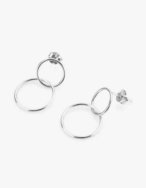 Load image into Gallery viewer, 925 Sterling Silver Double Hoop Drop Earrings
