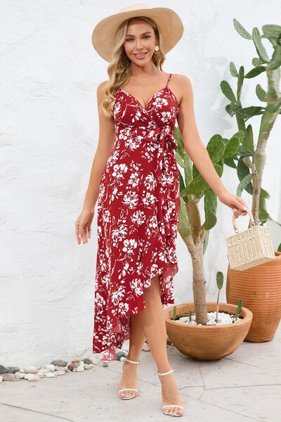 Load image into Gallery viewer, High-Low Tie Waist Printed Cami Dress
