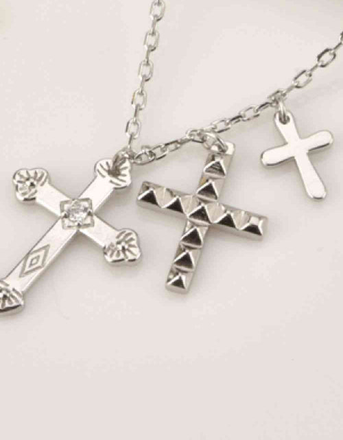 Load image into Gallery viewer, Inlaid Zircon Cross Pendant Necklace
