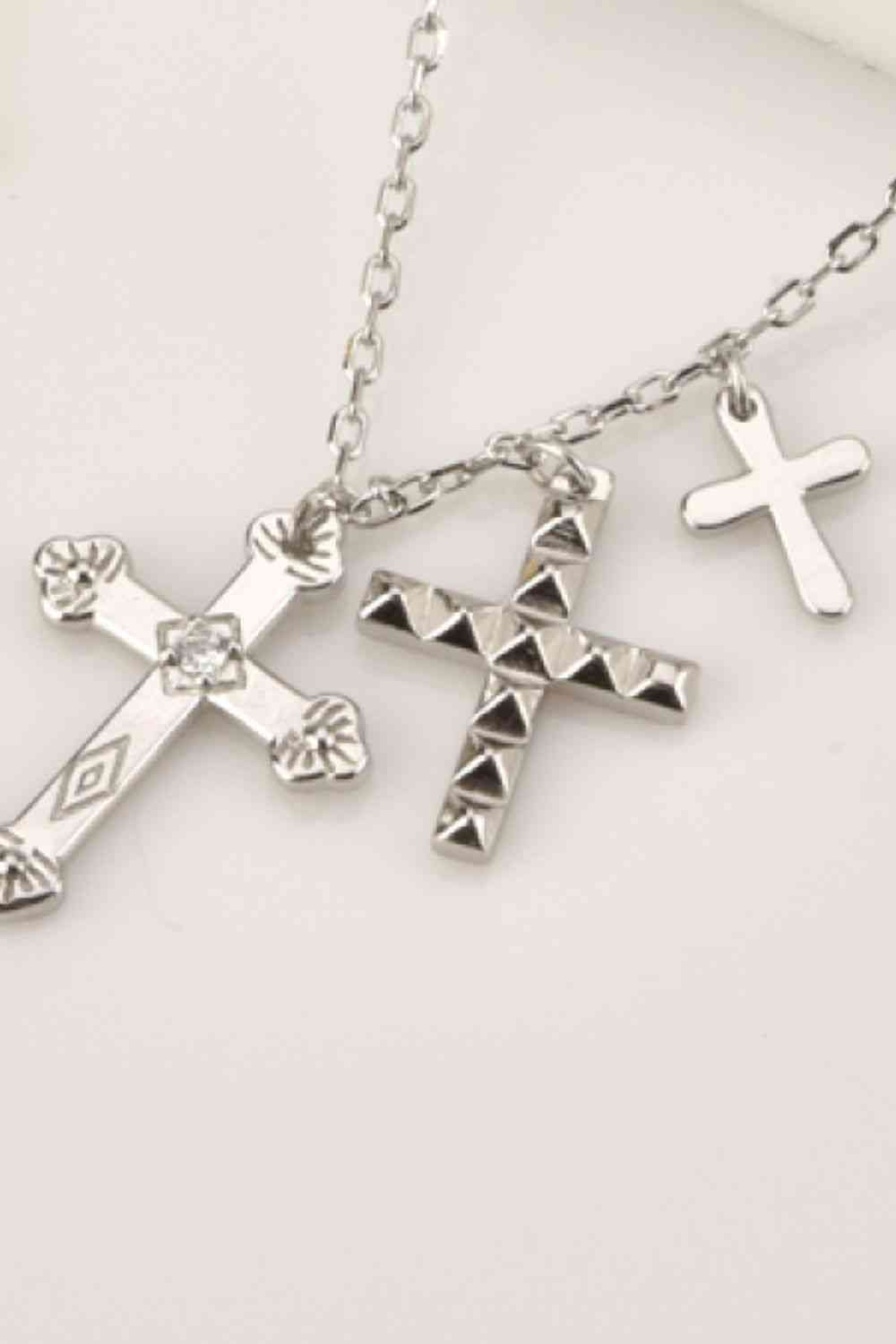 Inlaid Zircon Cross Pendant Necklace