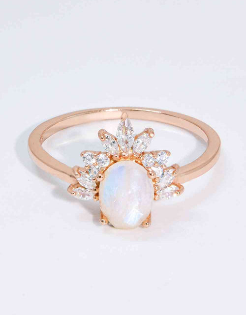 Load image into Gallery viewer, 18K Rose Gold-Plated Natural Moonstone Ring
