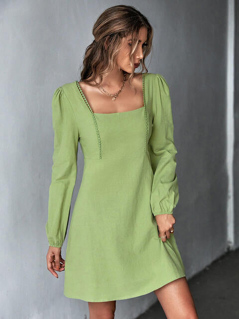 Load image into Gallery viewer, Square Neck Puff Sleeve Mini Dress
