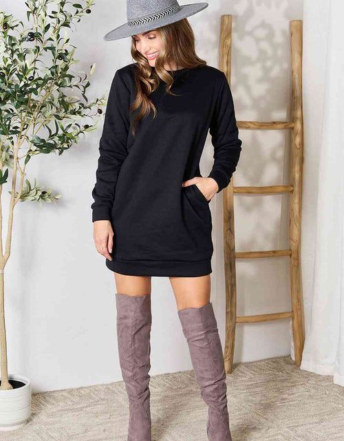 Load image into Gallery viewer, Double Take Round Neck Long Sleeve Mini Dress with Pockets
