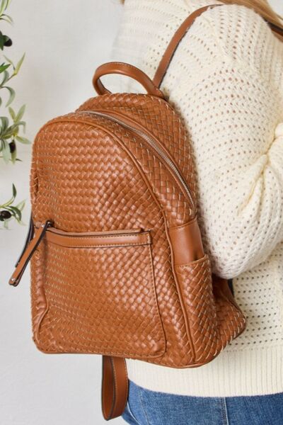 Load image into Gallery viewer, SHOMICO PU Leather Woven Backpack
