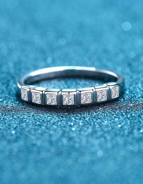 Load image into Gallery viewer, Moissanite Rhodium-Plated Half-Eternity Ring
