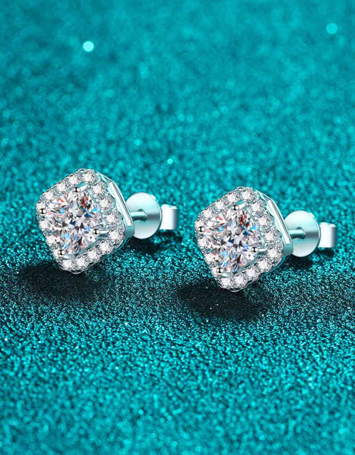 Load image into Gallery viewer, 925 Sterling Silver Inlaid 2 Carat Moissanite Square Stud Earrings
