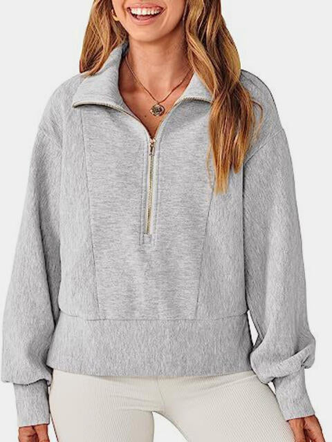 Half Zip Up Collared Sweatshirts