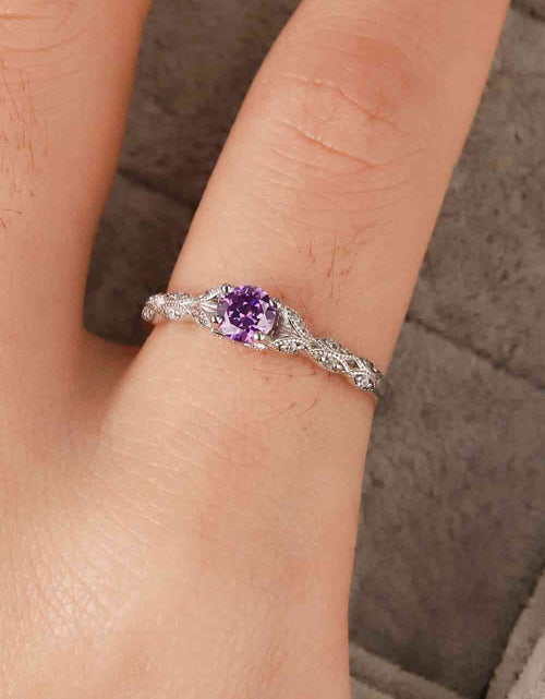 Load image into Gallery viewer, Inlaid Amethyst 4-Prong Ring
