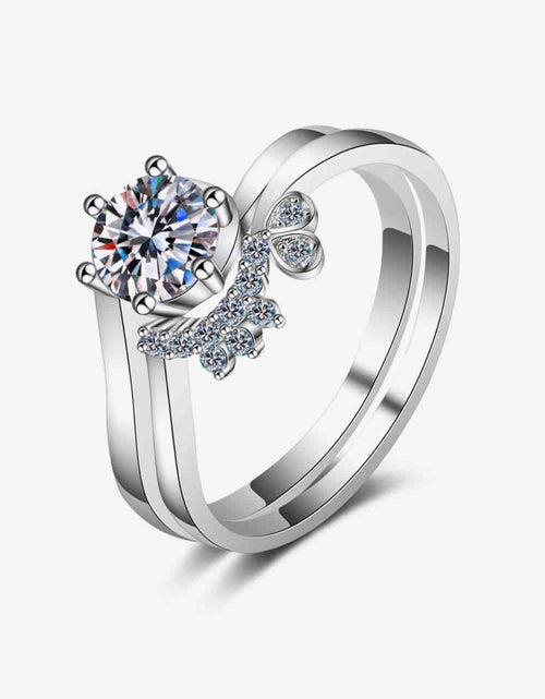 Load image into Gallery viewer, Moissanite Rhodium-Plated Two-Piece Ring Set
