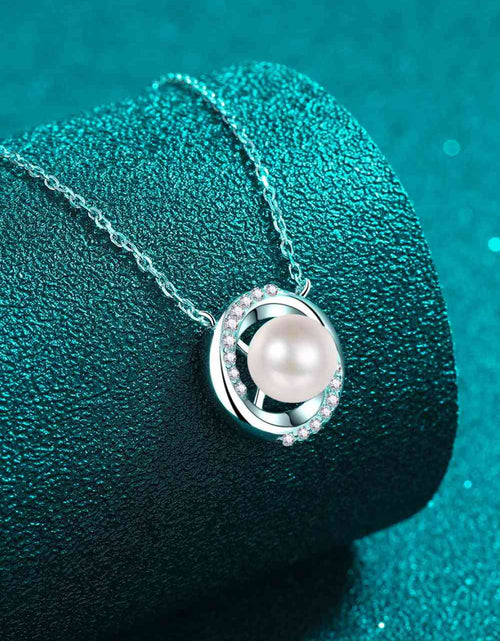 Load image into Gallery viewer, Moissanite Pearl Rhodium-Plated Necklace
